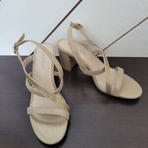 NEW Charter Club Lunah Women's 6.5M Gold Strappy Heel Sandals